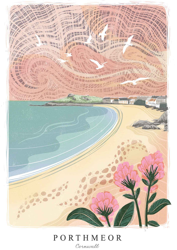 Print-WF1058P - Lino Porthmeor Art Print-Whistlefish