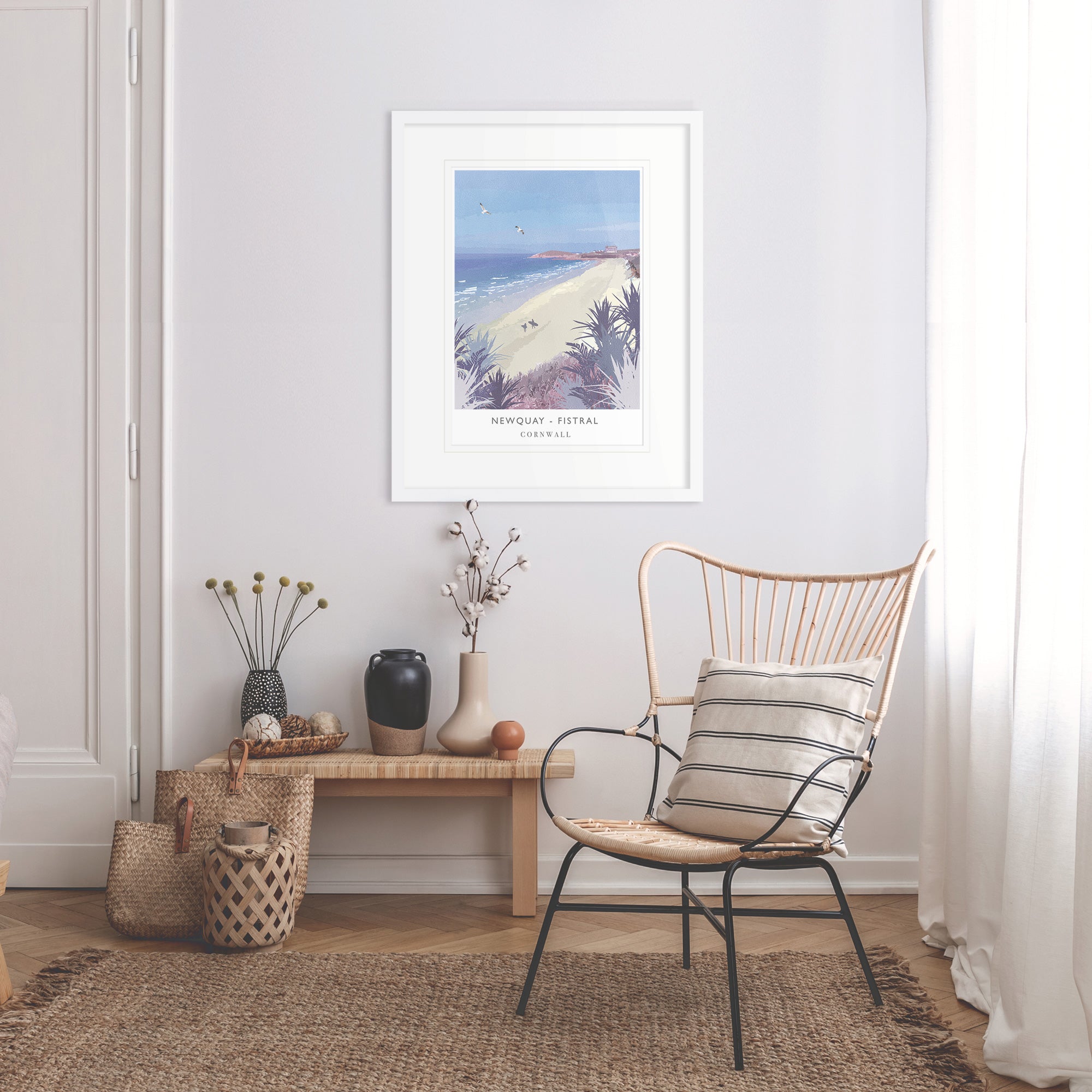 Print-WF105P - Fistral Beach Large Travel Art Print-Whistlefish