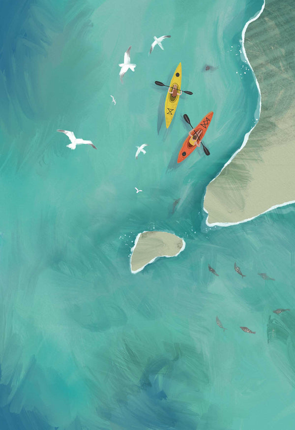 Print-WF1063P - Kayakers Art Print-Whistlefish