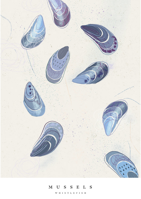 Print-WF1092P - Seagrass Mussels Large Art Print-Whistlefish