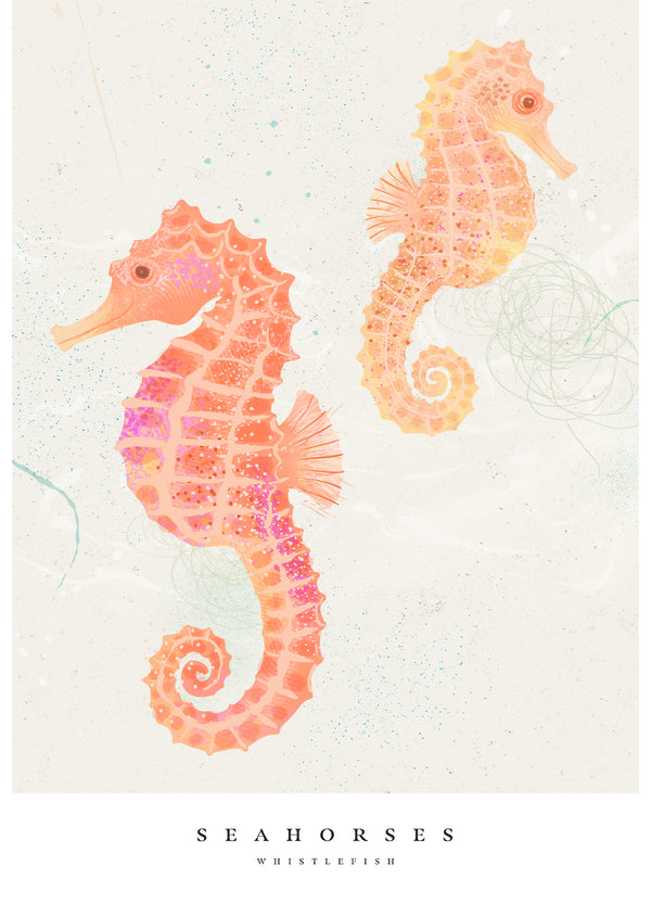 Print-WF1096P - Seagrass Seahorses Small Art Print-Whistlefish