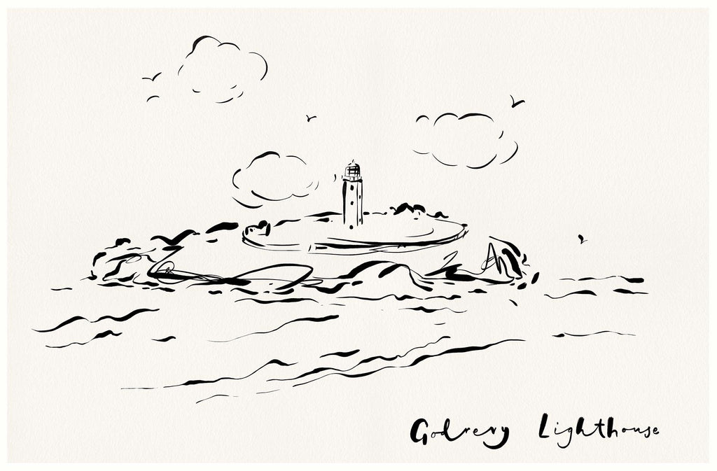 Print-WF1098P - Godrevy Lighthouse Art Print-Whistlefish