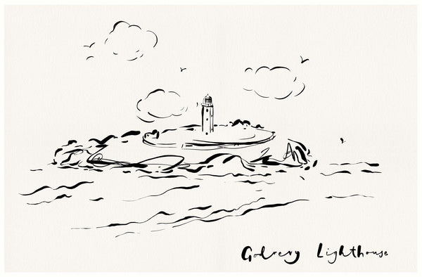 Print-WF1098P - Godrevy Lighthouse Art Print-Whistlefish