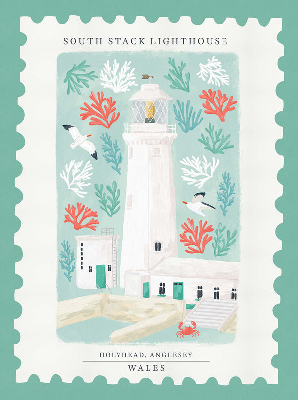 Print-WF1135P - Holyhead Stamp Large Art Print-Whistlefish