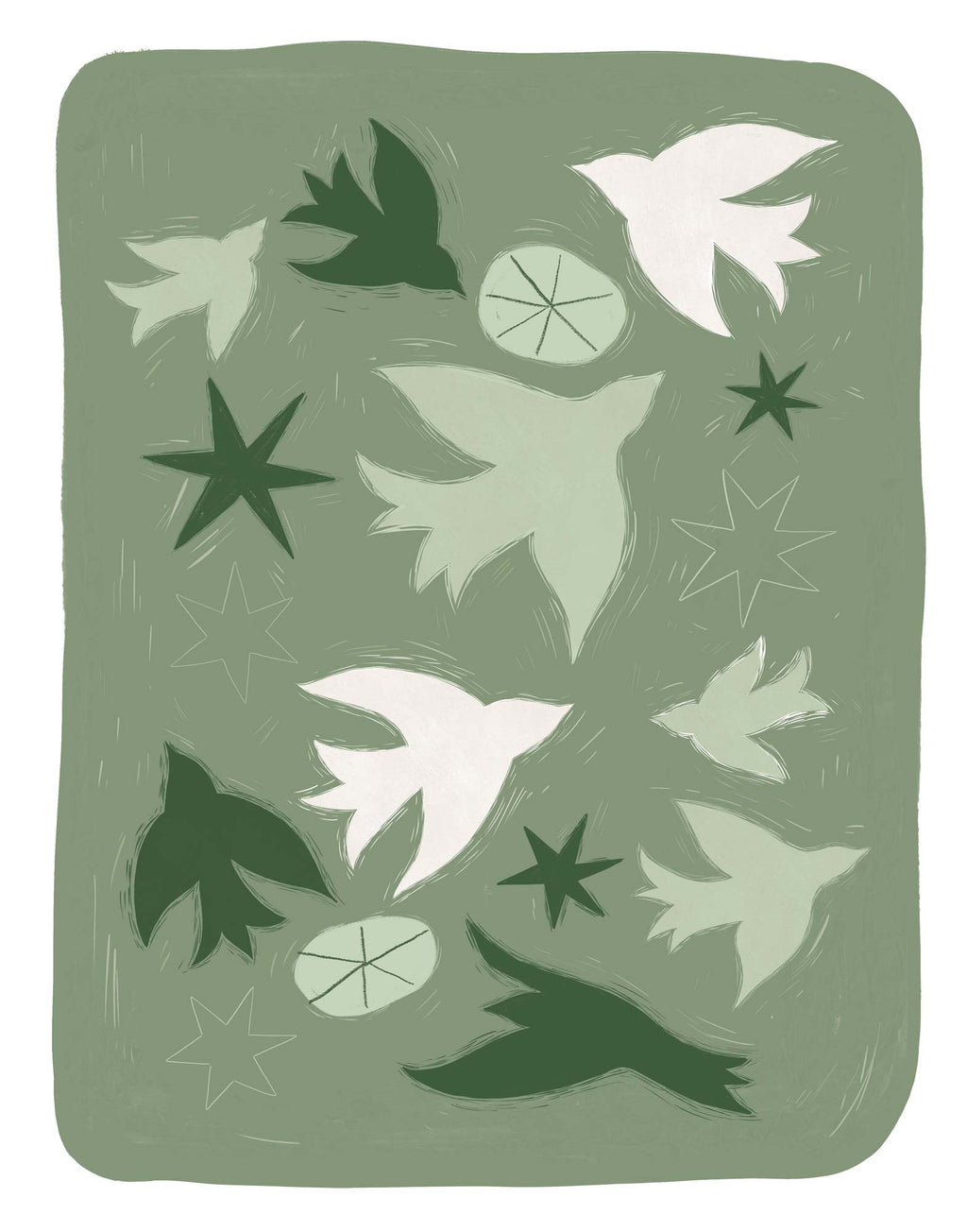 Print-WF1211P - Flight of Leaves Art Print-Whistlefish