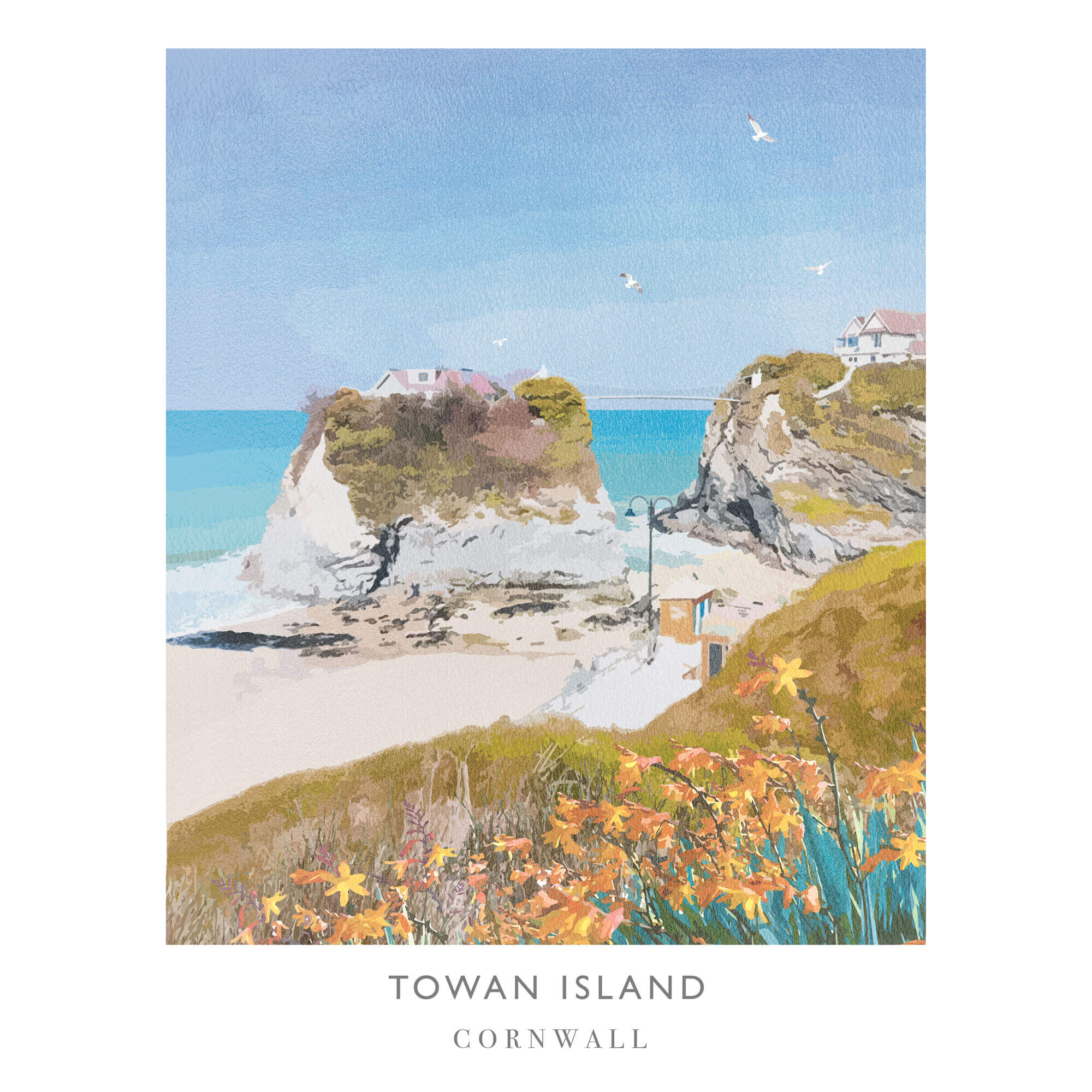 Print-WF136P - Towan Island Art Print-Whistlefish