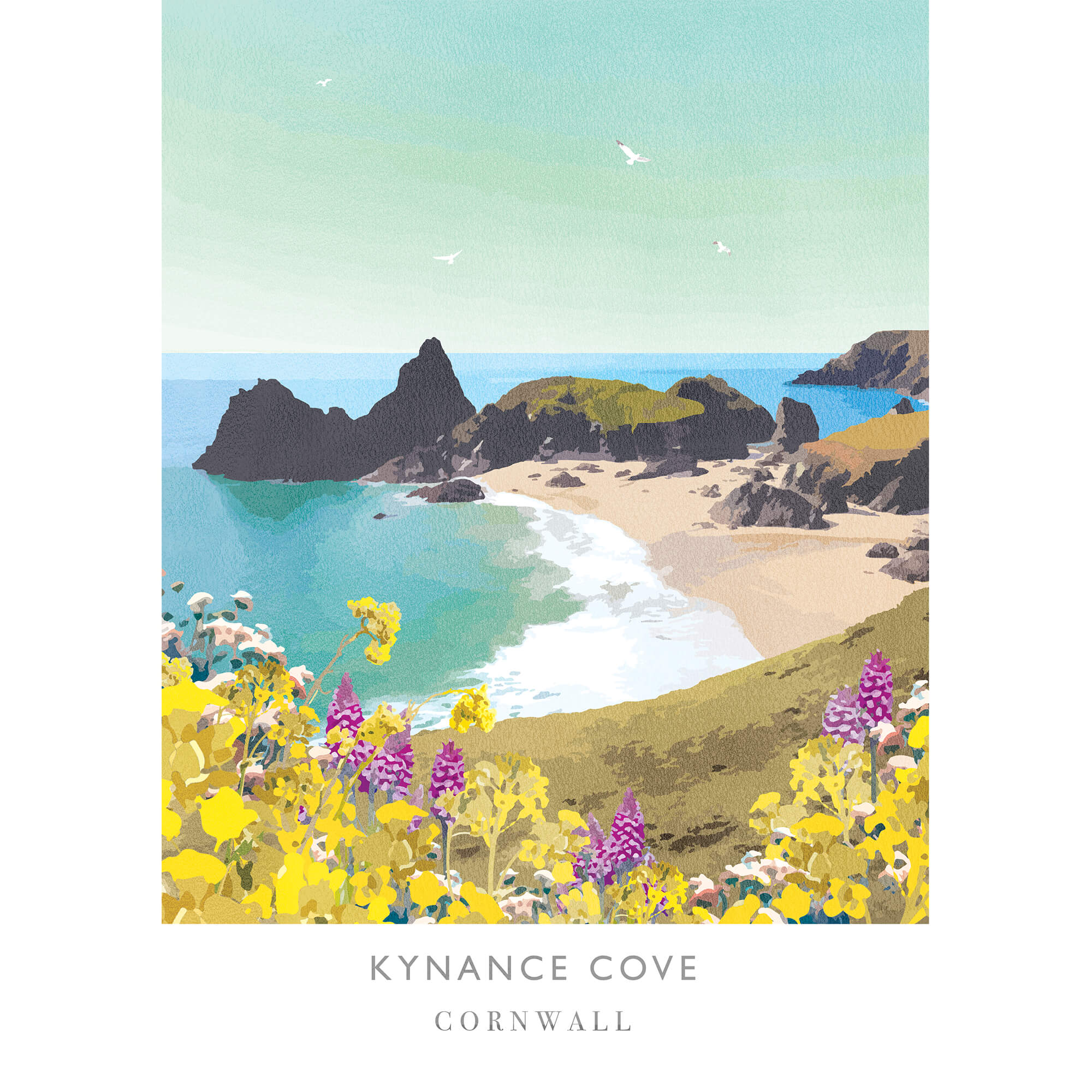 Print-WF216P - Kynance Cove Art Print-Whistlefish