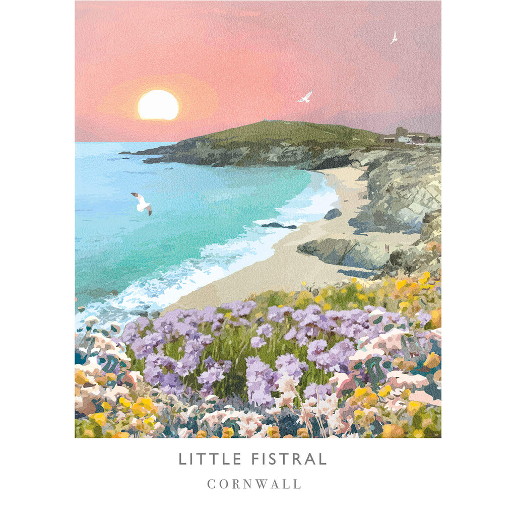 Print-WF428P - Little Fistral Travel Art Print-Whistlefish