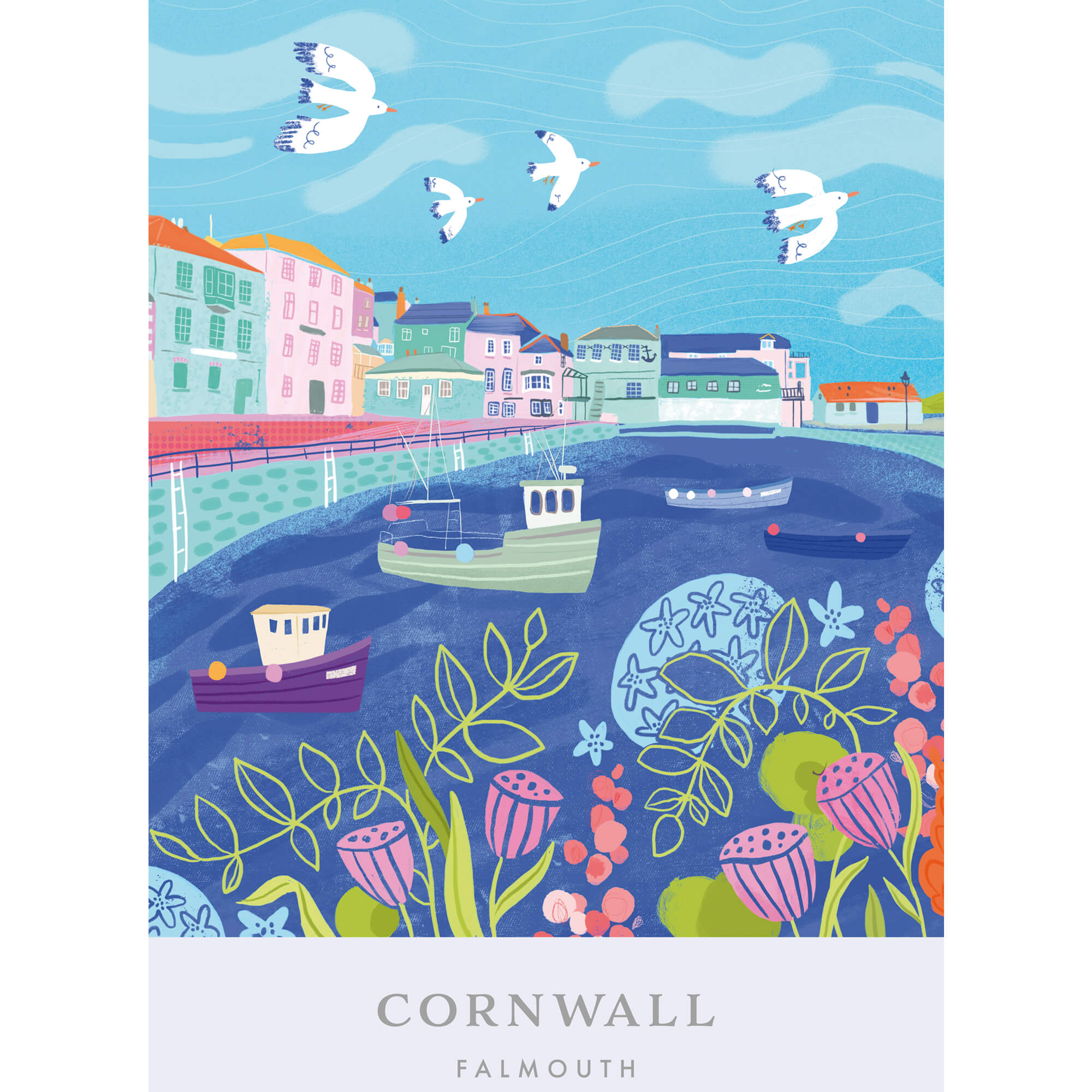 Print-WF667P - Falmouth Brights Small Art Print-Whistlefish