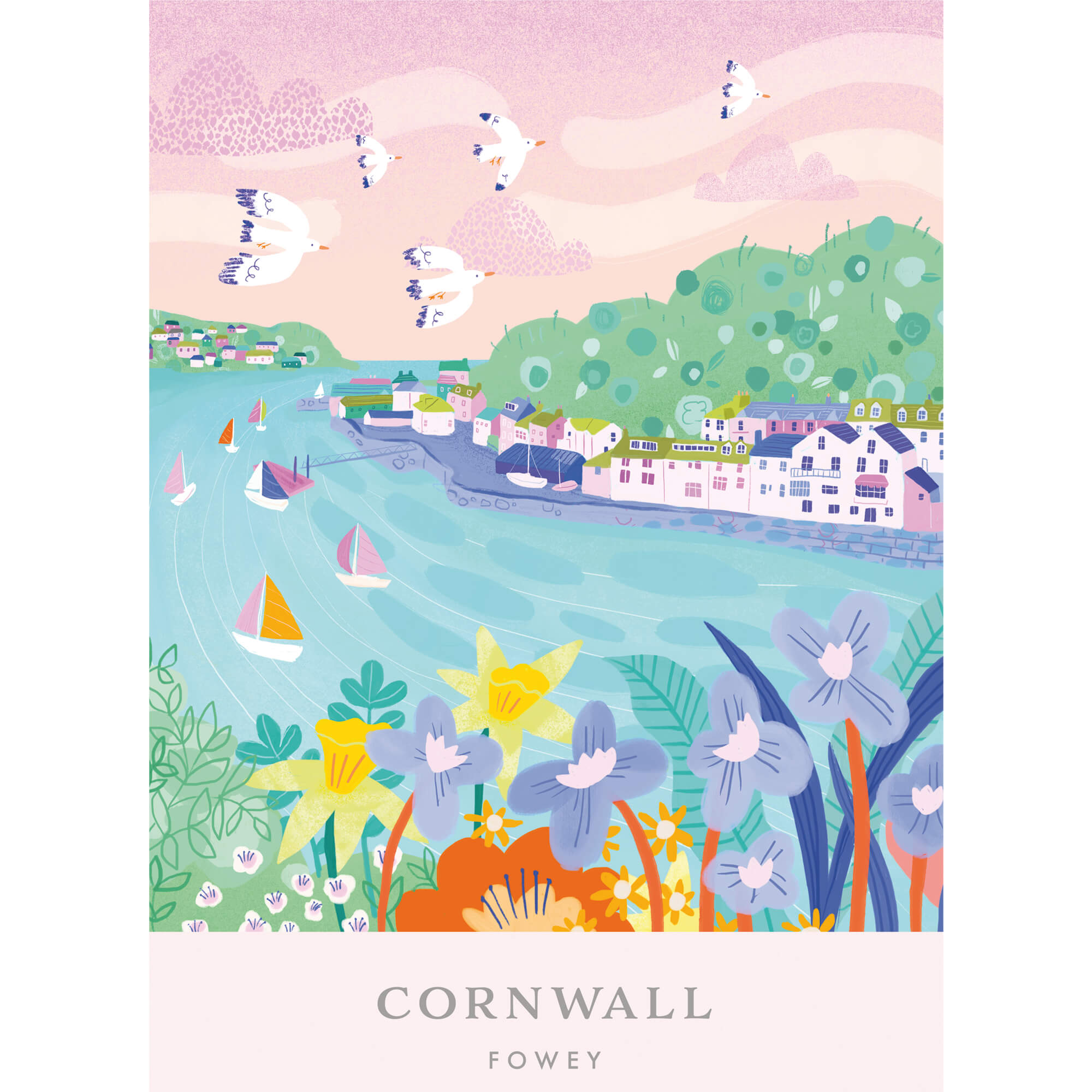 Print-WF668P - Fowey Brights Small Art Print-Whistlefish