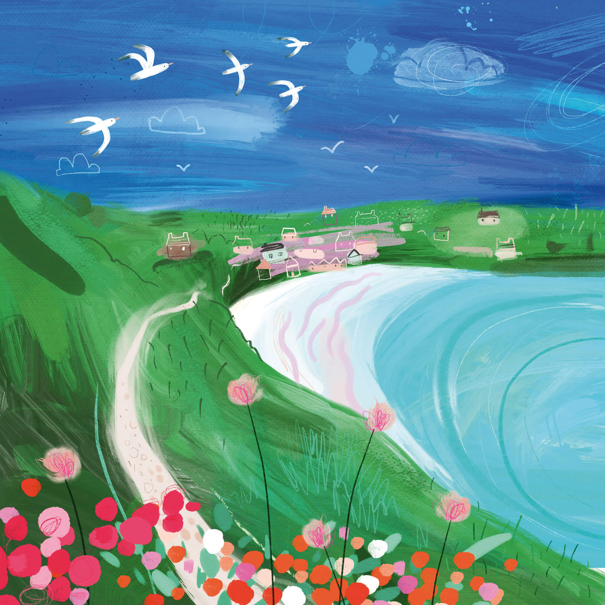 Print-WF685P - View to Carbis Bay Small Art Print-Whistlefish