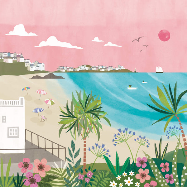 Print-WF698P - Porthminster Beach Mini Square Art Print-Whistlefish