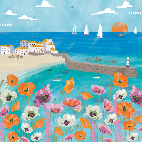 Print-WF699P - St Ives Poppies Mini Square Art Print-Whistlefish
