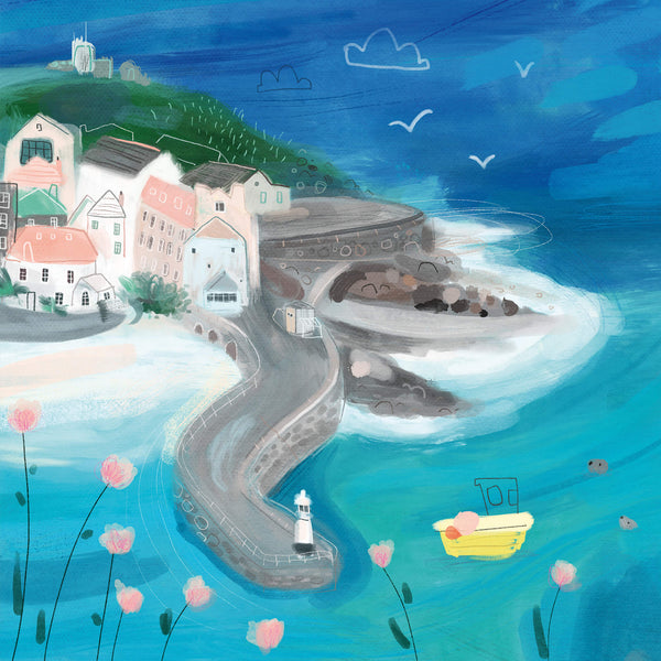 Print-WF704P - St Ives Boats Mini Square Art Print-Whistlefish