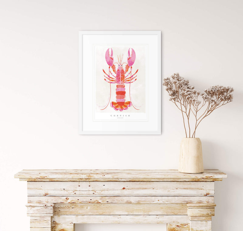 Print-WF709P - Cornish Lobster Small Art Print-Whistlefish