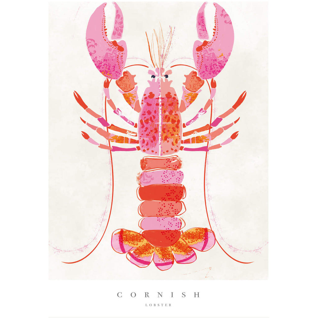 Print-WF709P - Cornish Lobster Small Art Print-Whistlefish