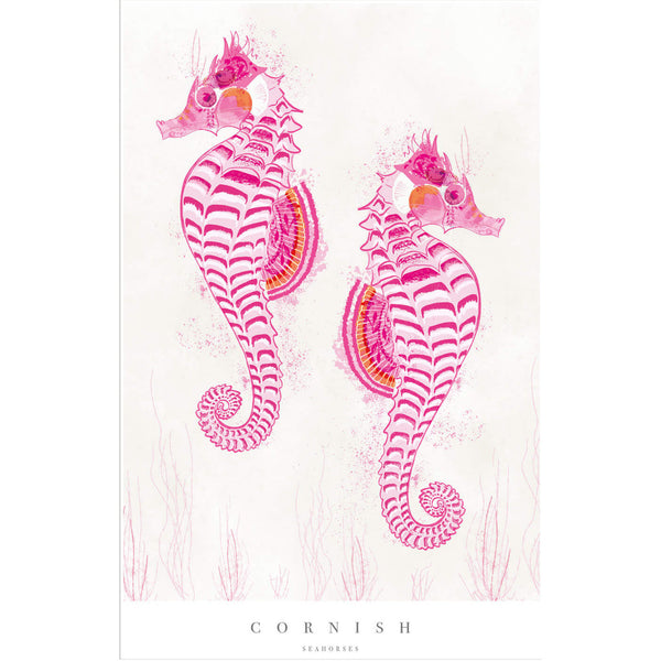 Print-WF721P - Cornish Seahorses Medium Art Print-Whistlefish