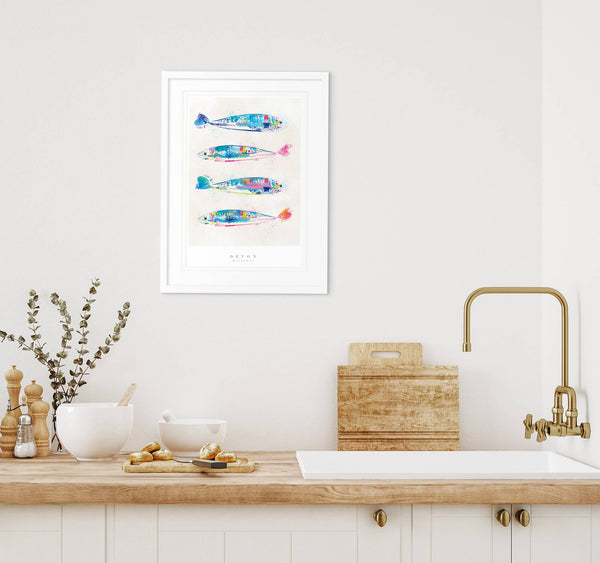 Print-WF722P - Devon Mackerel Medium Art Print-Whistlefish