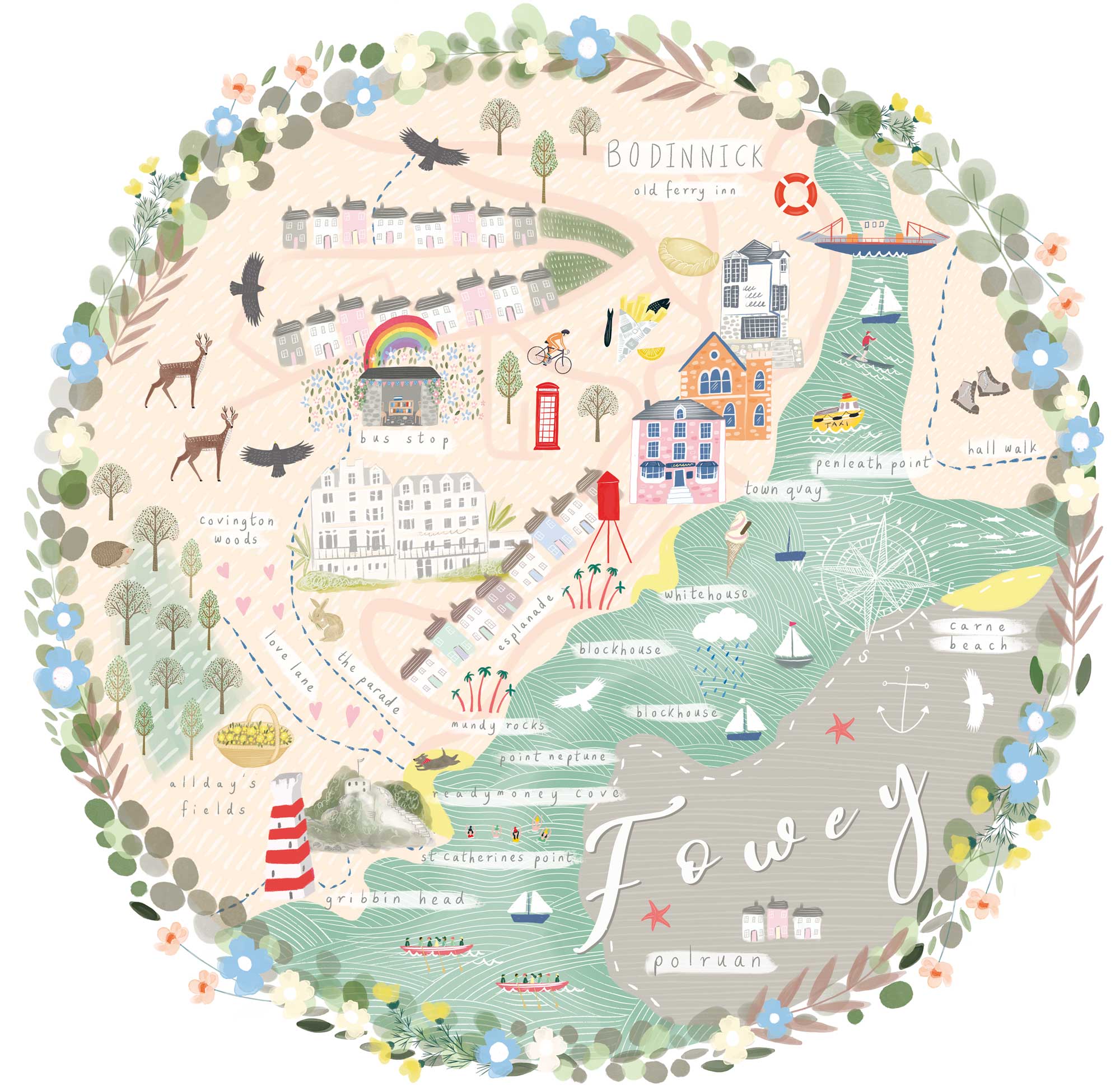 Print-WF816P - Fowey Map-Whistlefish