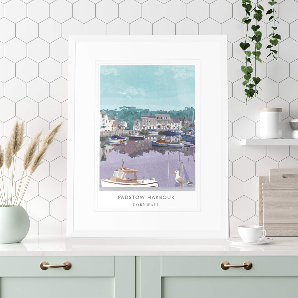 Print-WF84P - Padstow Harbour Art Print-Whistlefish