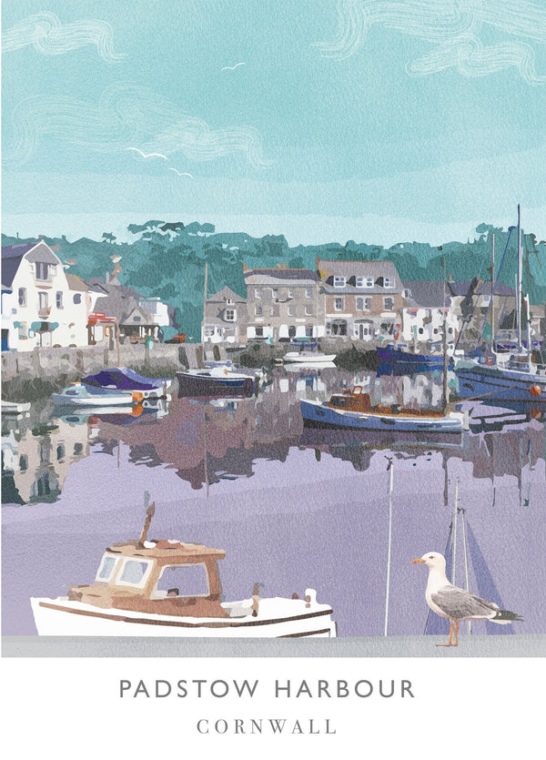 Print-WF84P - Padstow Harbour Art Print-Whistlefish
