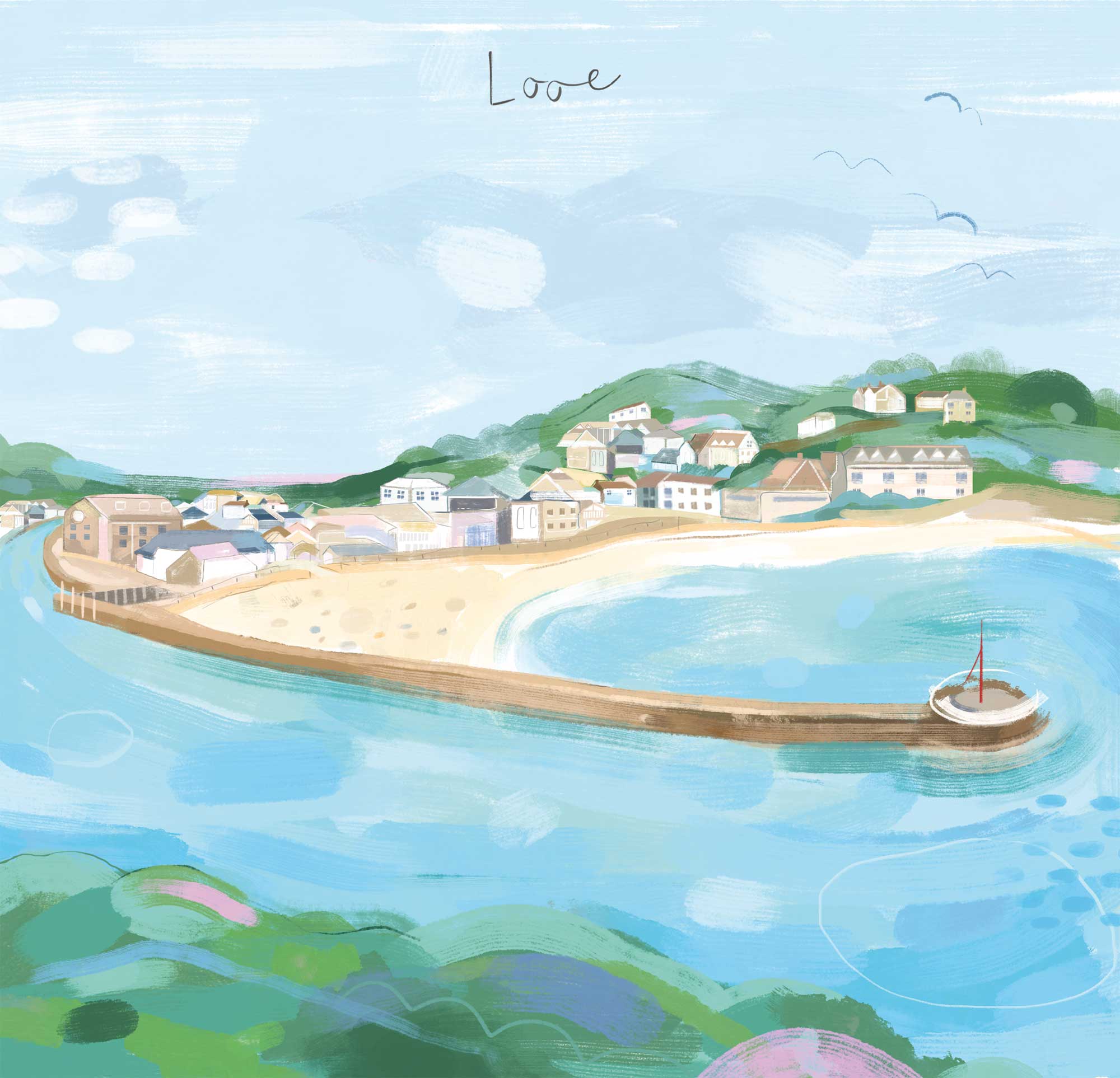Print-WF868P - Looe Small Art Print-Whistlefish