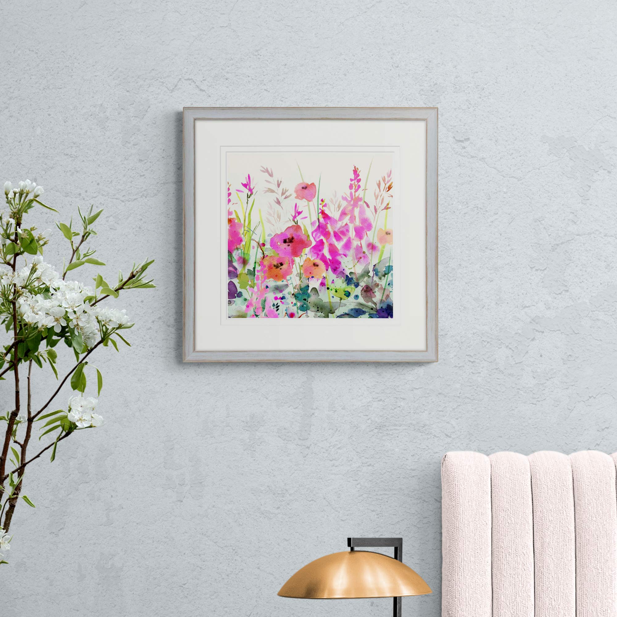 Print - WF922P - Foxglove & Poppy Print - Foxglove & Poppy Large Framed Print - Art Print - Whistlefish