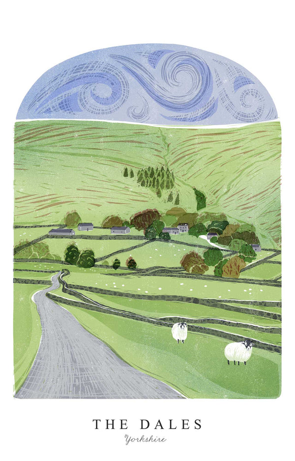 Print - WF957P - The Dales Arched Lino Art Print - The Dales Arched Lino Large Art Print - Whistlefish