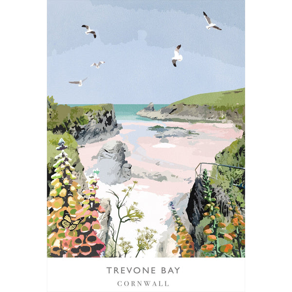 Print-WF99P - Trevone Bay Large Art Print-Whistlefish