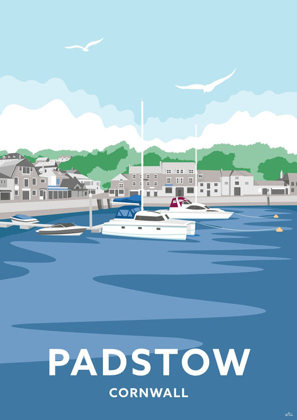 Print-WT10P - Padstow Strand Cornwall Travel Art Print-Whistlefish
