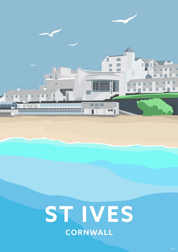 Print-WT24P - St Ives Tate Gallery Travel Art Print-Whistlefish