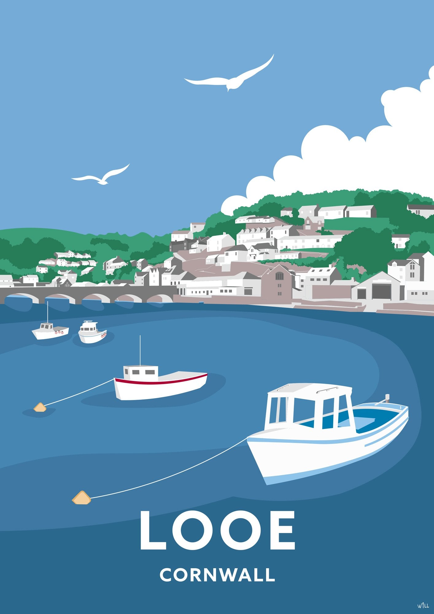 Print-WT30P - Looe Cornwall Travel Art Print-Whistlefish