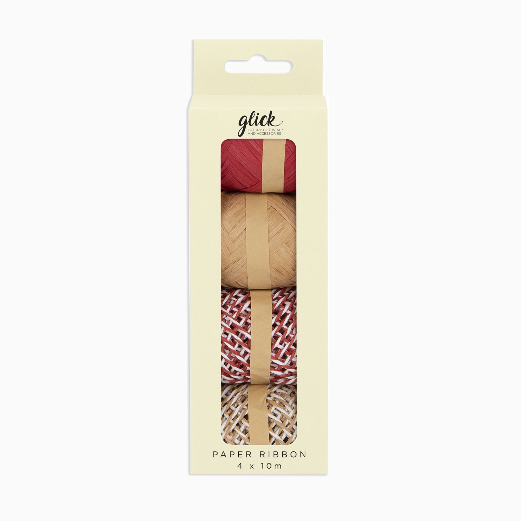 Ribbon-MCR01 - Kraft & Red Ribbon Multipack (4 Pack)-Glick