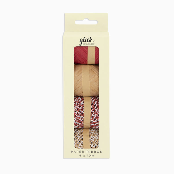 Ribbon-MCR01 - Kraft & Red Ribbon Multipack (4 Pack)-Glick
