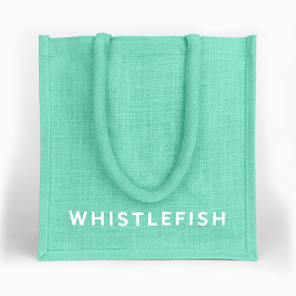 Jute Bag-JB189 - Aqua Small Jute Bag-Whistlefish