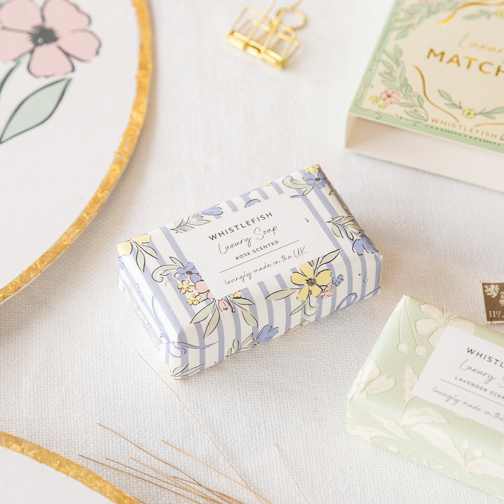 Soap-WFSP9 - Regal Pastel Ribbons Rose Soap-Whistlefish