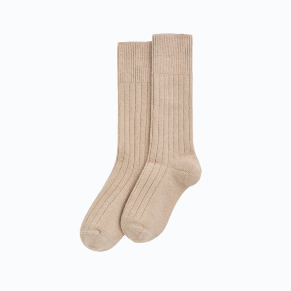 Socks-BEDWOLFAWNS25 - Milky Tea Beige Merino Bed Socks-Pairs Socks