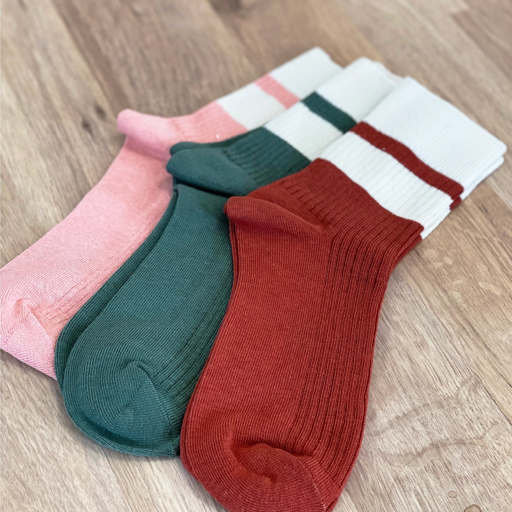 Socks-WFSS02 - (Set of 3) Striped Cuff Socks-Whistlefish