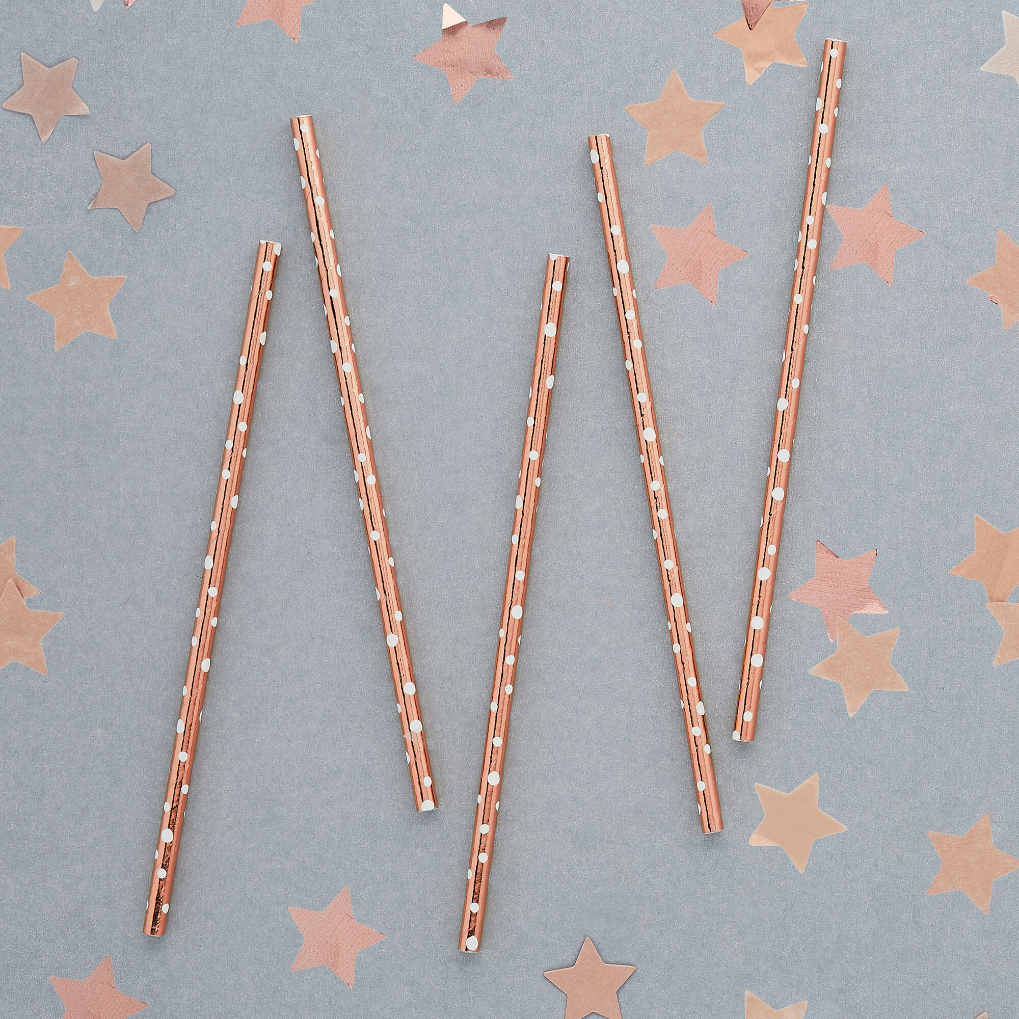 Straws - HBMM146 - Rose Gold Spotted Straws x 6 - (Spmo014)Rose Gold Spotted Straws - Whistlefish