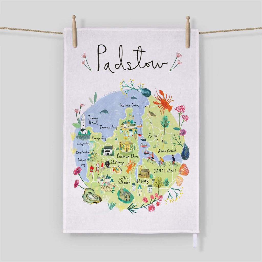 Tea Towel-CR02TT - Padstow Map Tea Towel-Whistlefish
