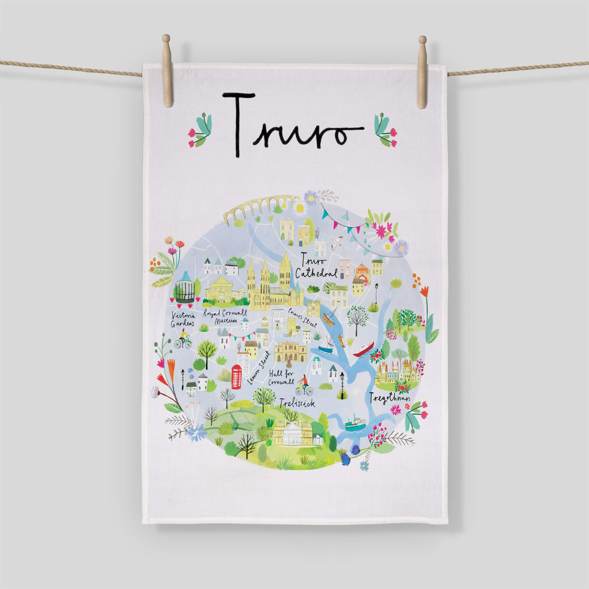 Tea Towel-CR20TT - Truro Map Tea Towel-Whistlefish