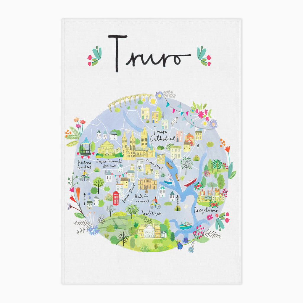 Tea Towel-CR20TT - Truro Map Tea Towel-Clair Rossiter