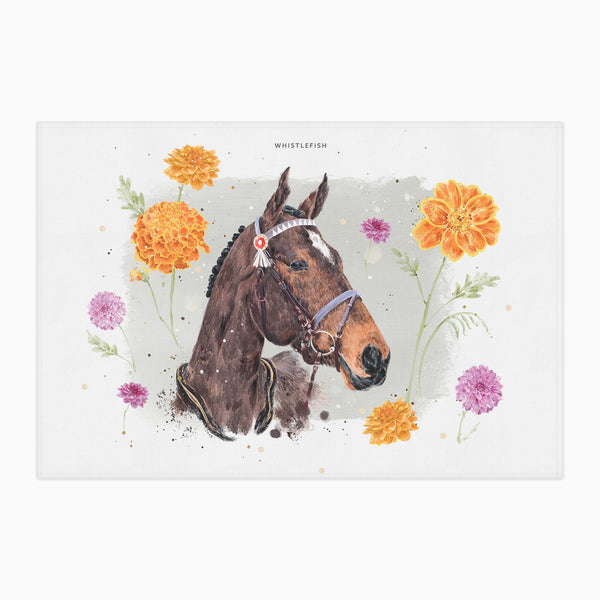 Tea Towel-EQ01TT - Grace & Gallop White Tea Towel-Whistlefish
