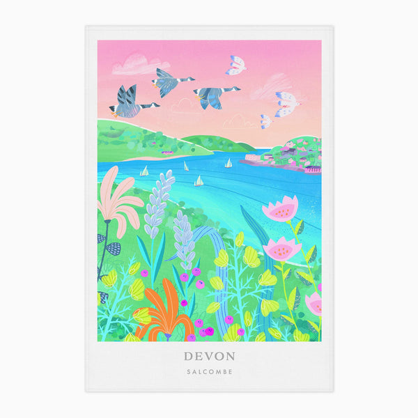 Tea Towel-WTT140 - Salcombe Brights Tea Towel-Whistlefish