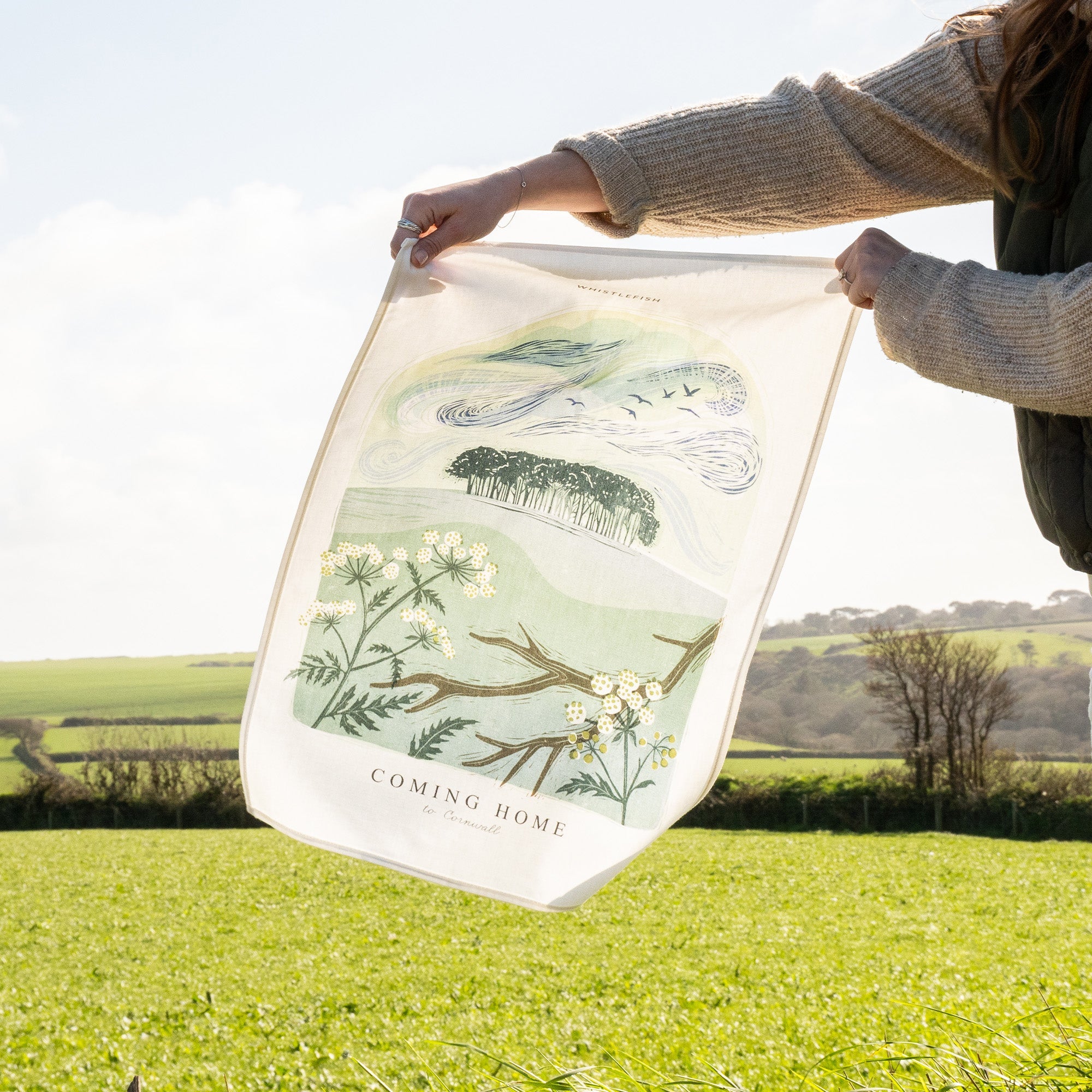 Tea Towel - WTT241 - Coming Home Arched Lino Tea Towel - Coming Home Arched Lino Tea Towel - Whistlefish