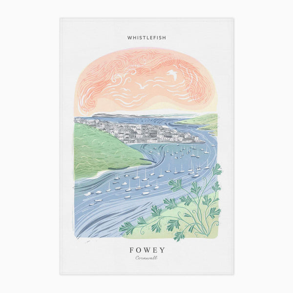 Tea Towel-WTT252 - Fowey Arched Lino Tea Towel-Whistlefish