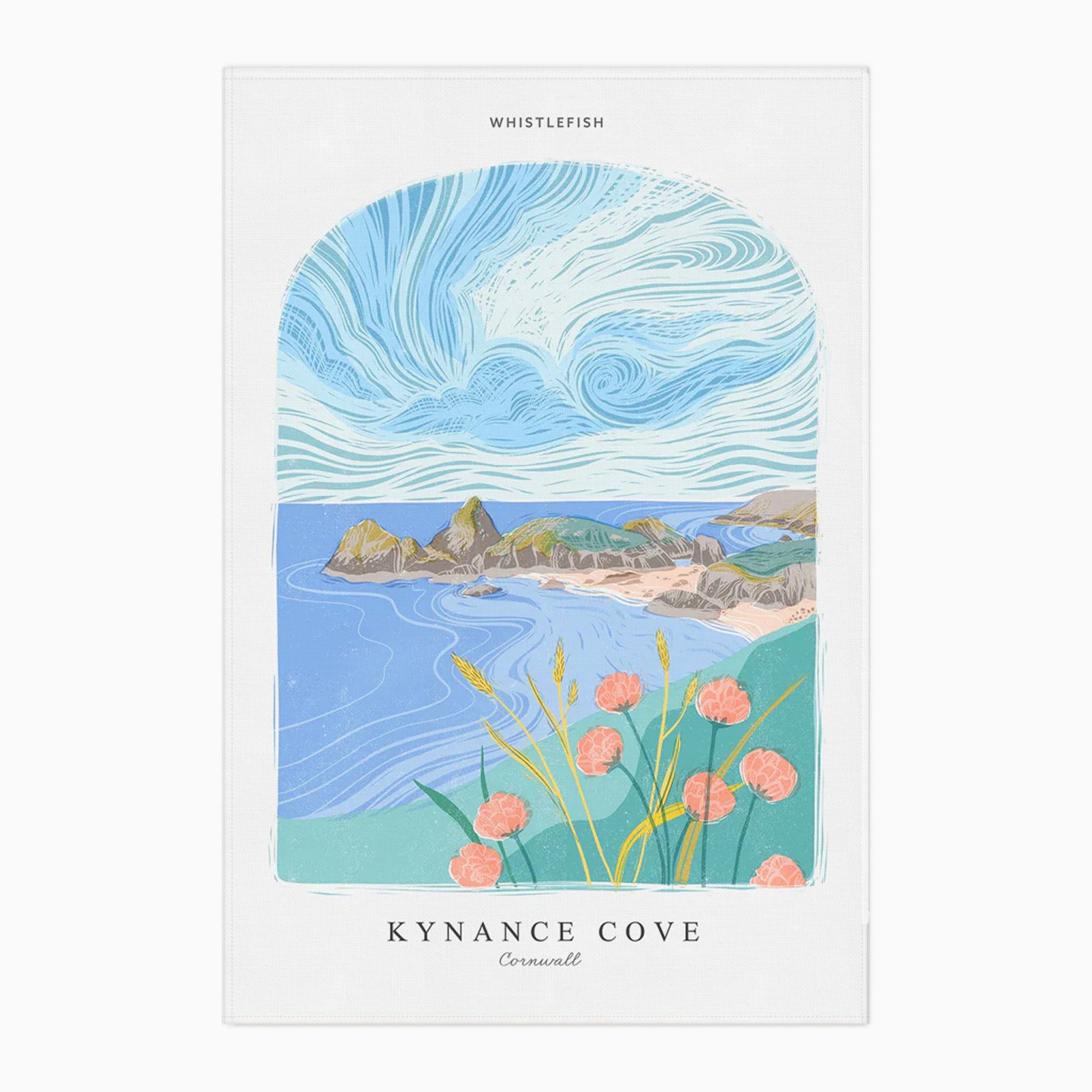 Tea Towel-WTT260 - Kynance Cove Arched Lino Tea Towel-Whistlefish