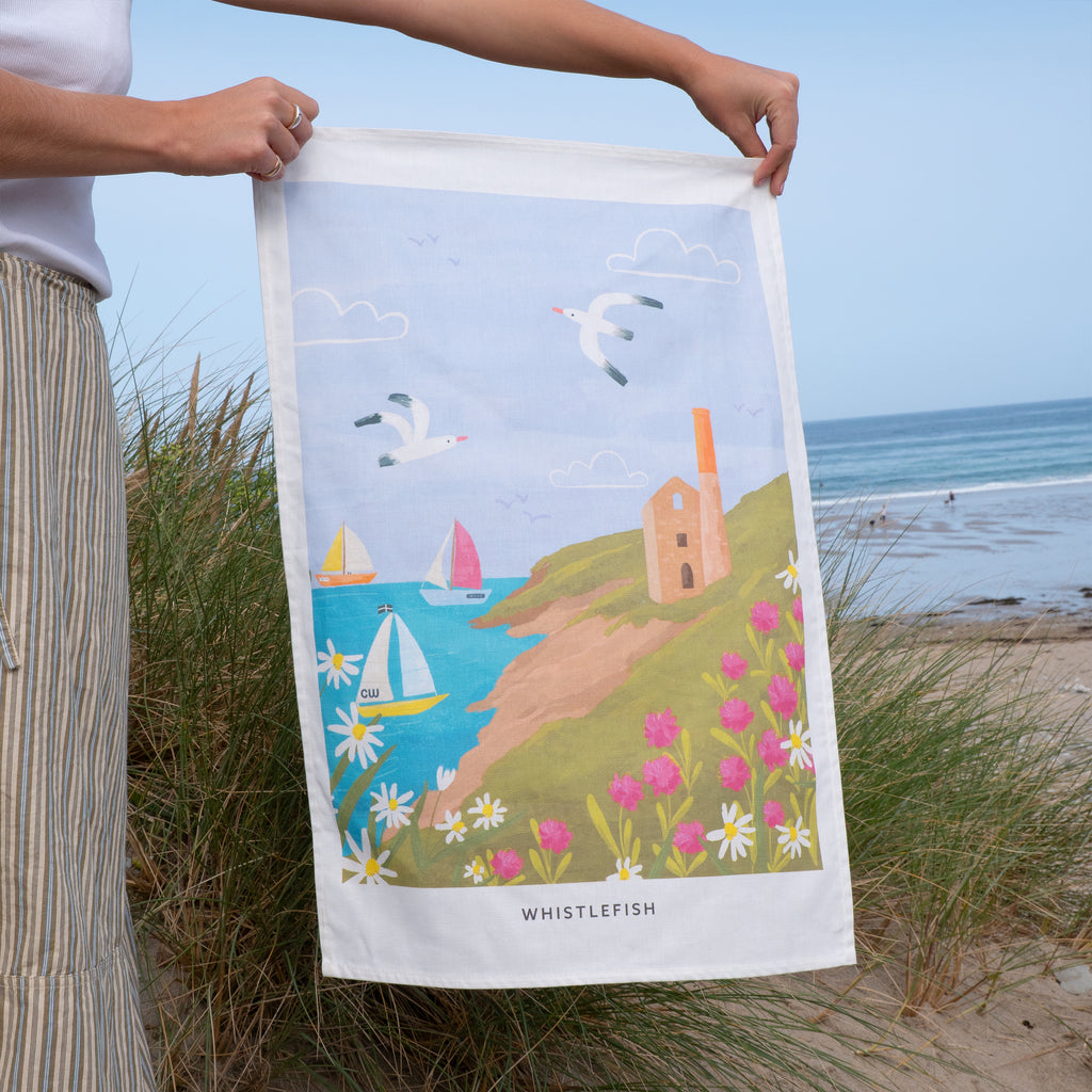 Tea Towel-WTT289 - Cornish Coastal Wheal Coates Tea Towel-Whistlefish
