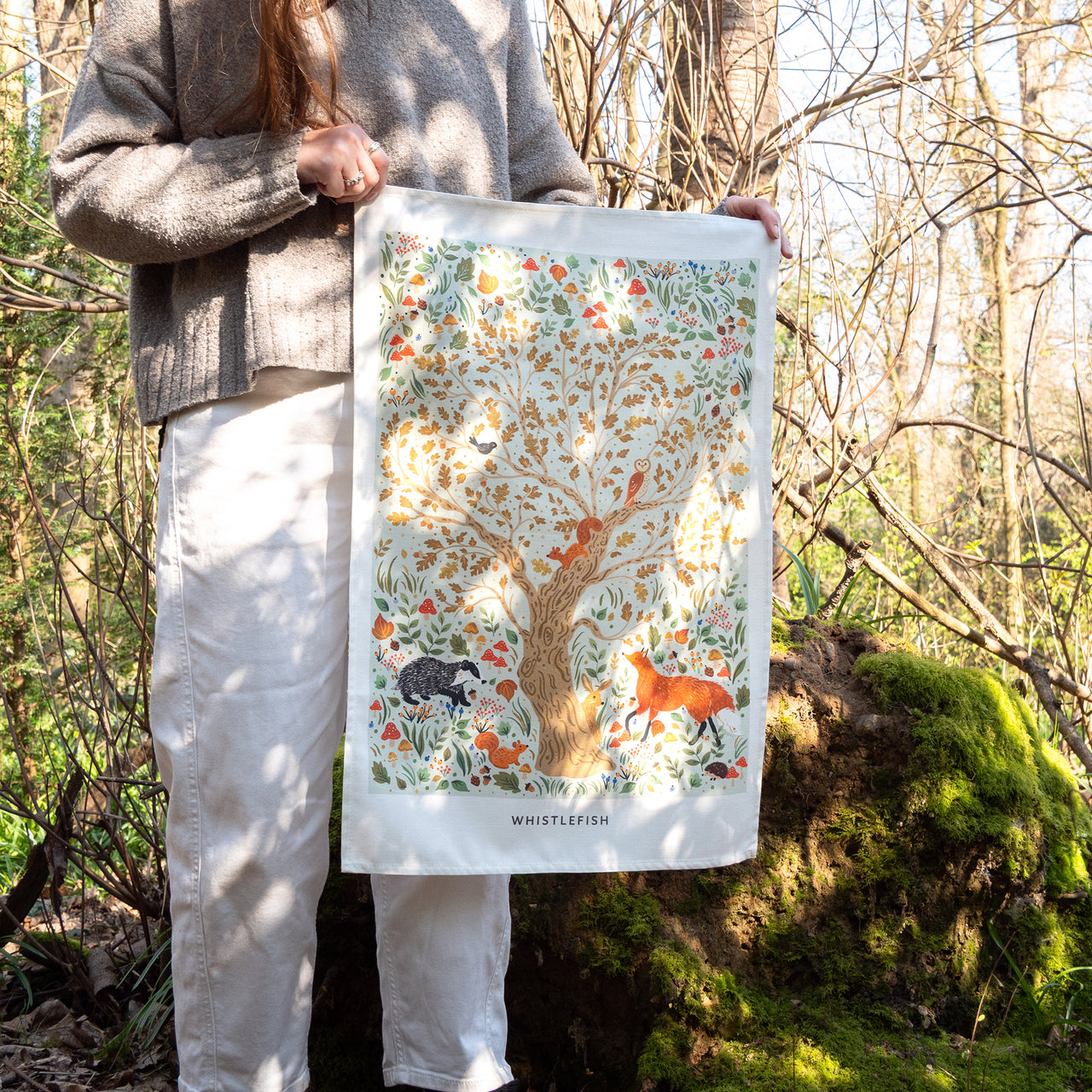 Tea Towel-WTT303 - Autumn Animals Tea Towel-Whistlefish