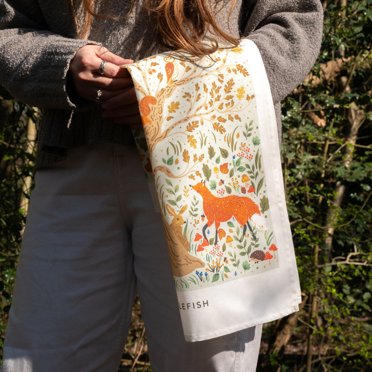 Tea Towel-WTT303 - Autumn Animals Tea Towel-Whistlefish